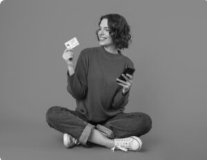 Woman with card